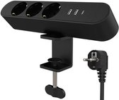 Noble Stekkerdoos met USB C - Moderne Stekkerdoos voor Bureau - 3 Stopcontacten - Aluminium - 3 USB Poorten - Verdeelstekker - Stekkerblok - Zwart