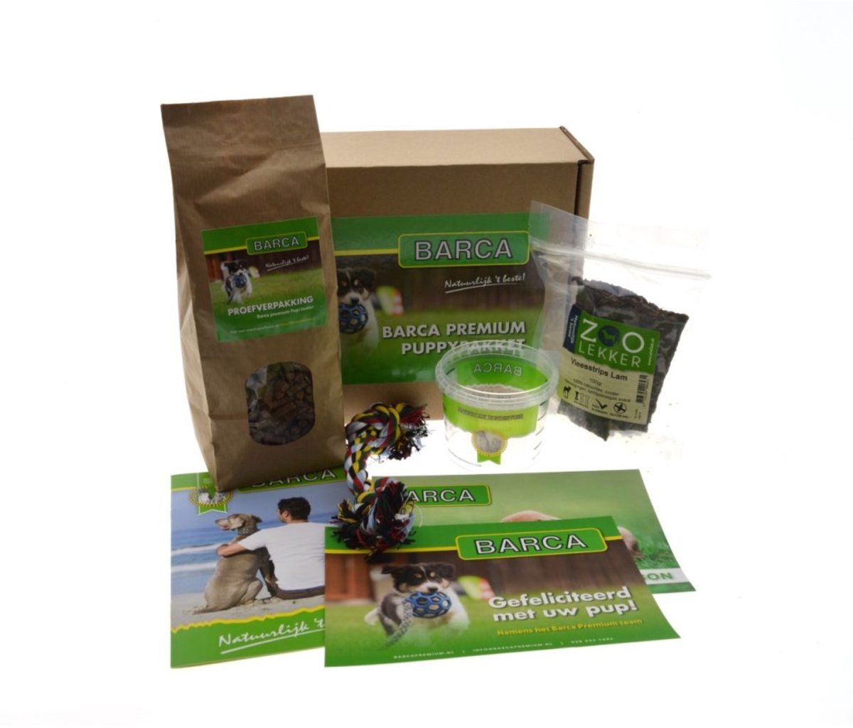 BARCA Puppypakket Nieuw – Puppybox met Snack en Speeltje – Puppy Proefpakket Brokken + Hondensnack & Speelgoed – Ideaal als Welkomstpakket of Cadeau