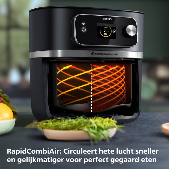 Philips Airfryer Combi Connected 7000 Series - HD9880/90 - 8,3 litres (XXL) - Friteuse à air chaud - Rapid Combi Air - Quickclean