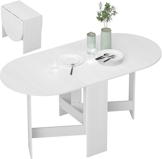Opvouwbare Eettafel Voor 4 Tot 8 Couverts Op Wielen - 2 Deuren 2 Laden Mdf En Metaal Zwart Wit