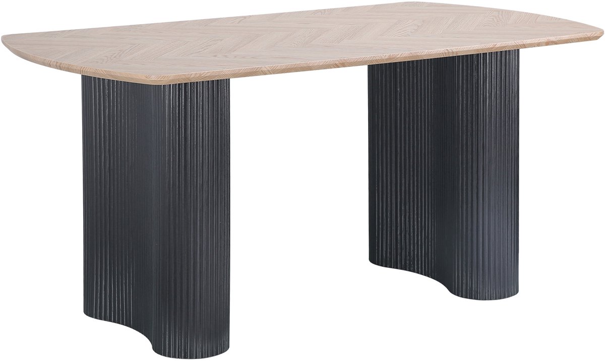Notio Living Eettafel 160x90 cm 6 plaatsen in visgraatmotief eikenlook Bruin