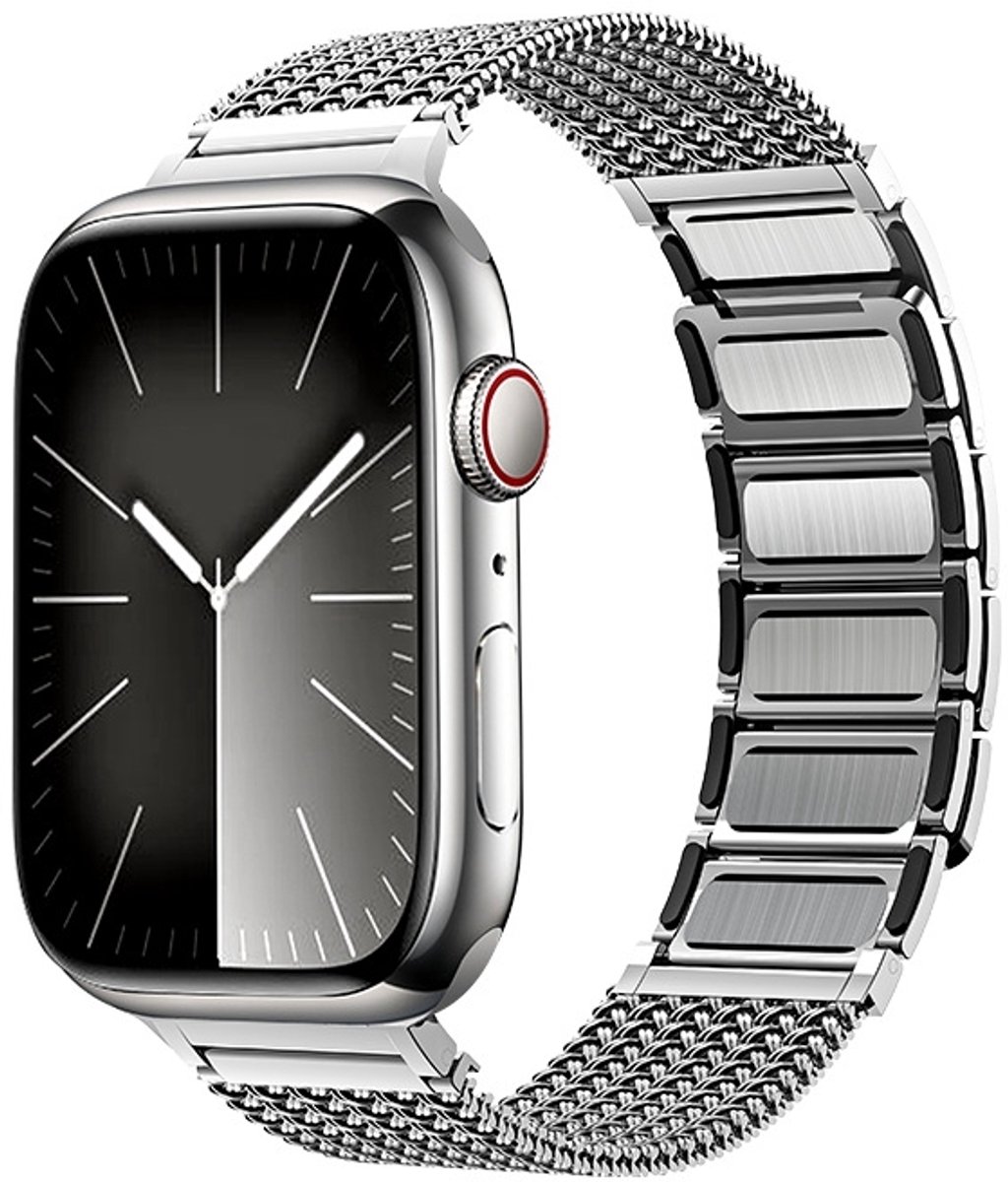By Qubix - Luxe magnetische RVS band - Zilver - Geschikt voor Apple Watch 38mm / 40mm / 41mm / 42mm