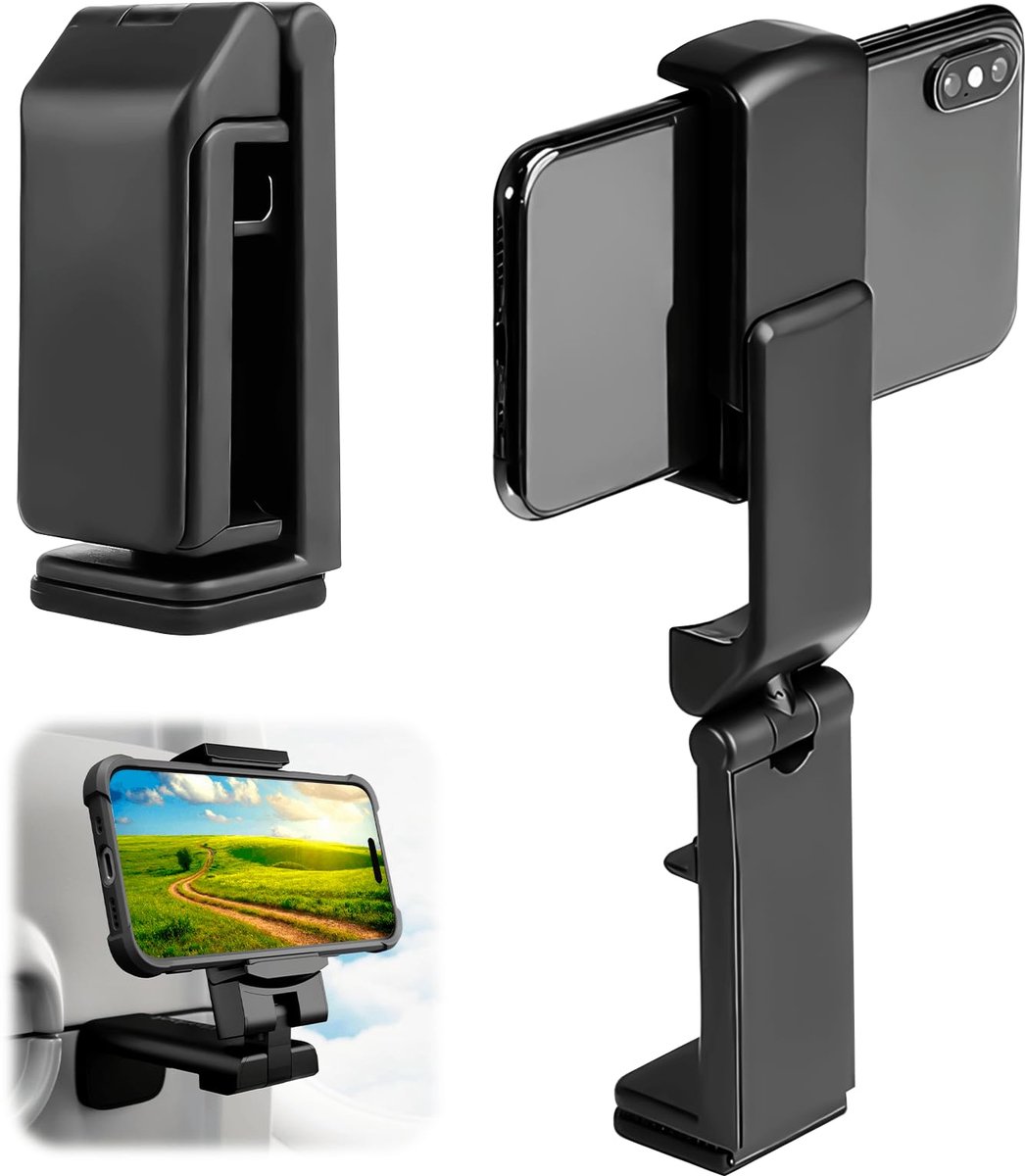 Unyqoos® Verstelbare telefoonhouder voor reizen met 360 graden draaibare klem