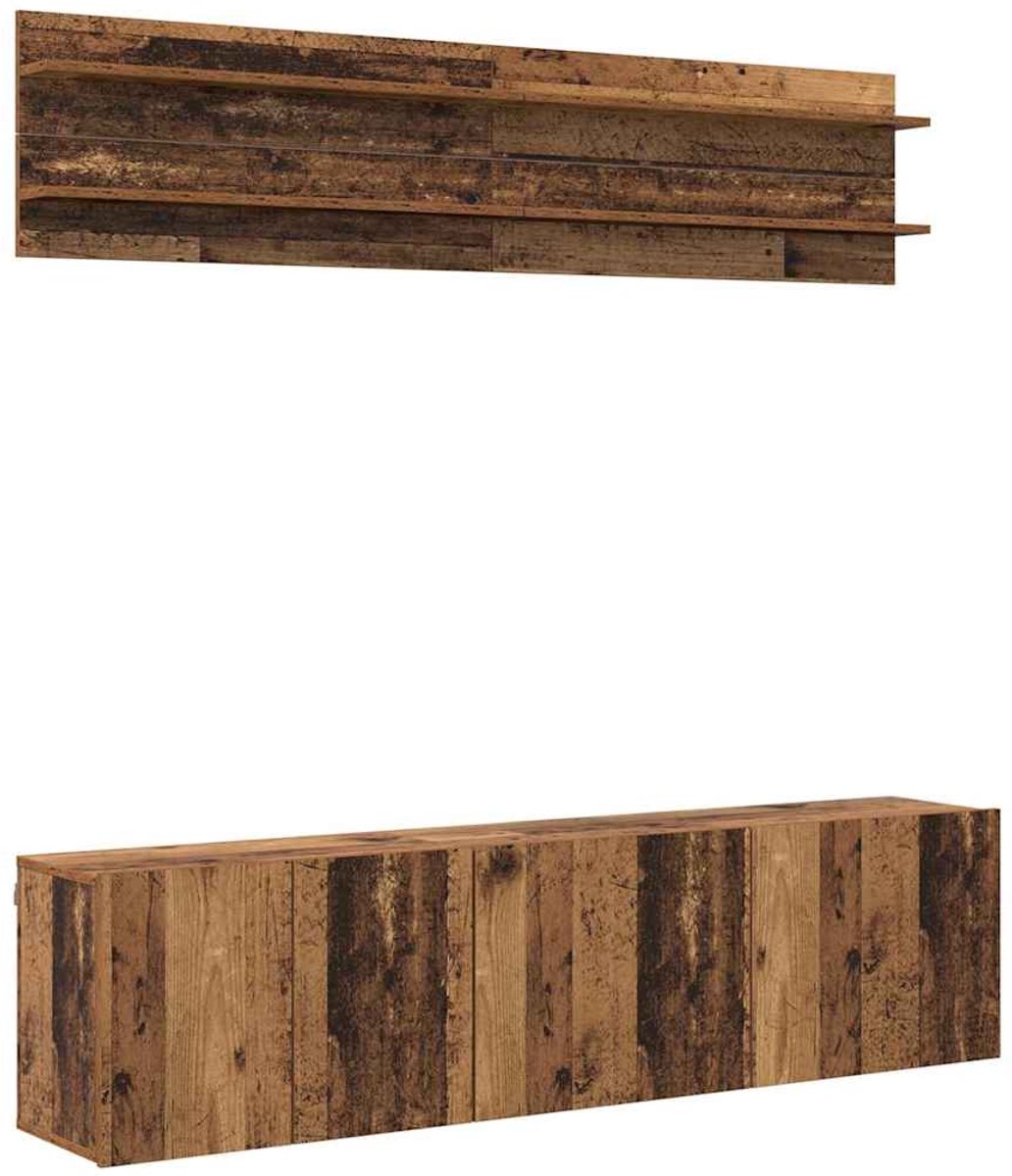vidaXL - TV - Eenheden - Wandgemonteerd - 6 - pcs - Oud - hout - Bewerkt - hout