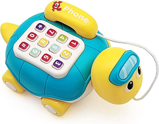 Kraftverdia - Speelgoed Telefoon - Kinderspeelgoed - Educatief speelgoed 2 jaar - Motoriekspeelgoed - Leerzaam en leuk - Speelgoed in de vorm van een dier - Voor Jongens en Meisjes - Blauw