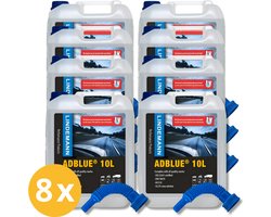 Lindemann AdBlue® 8x 10l - Inclusief Handige Vulslang (Achter Etiket/ In de Kan) - ISO 22241 gecertificeerd - UREA AUS32 Grade - Voor alle Automerken