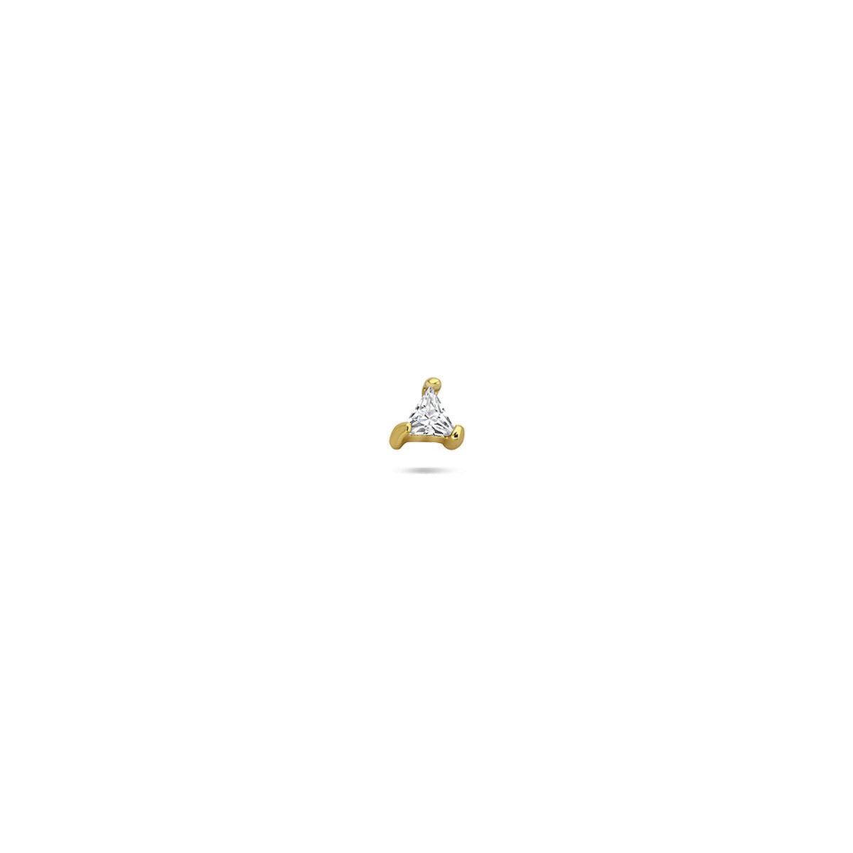 Zilveren vergulde flat back piercing driehoek zirkonia 3 mm 1 micron