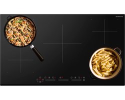 Inventum IKI9035 inbouw inductiekookplaat 90 cm - 2-fase - 5 kookzones - 2x Bridgefunctie - Boost - Timer - Kinderslot - Facetrand voorzijde - Elektrische kookplaat 5 pits - Zwart