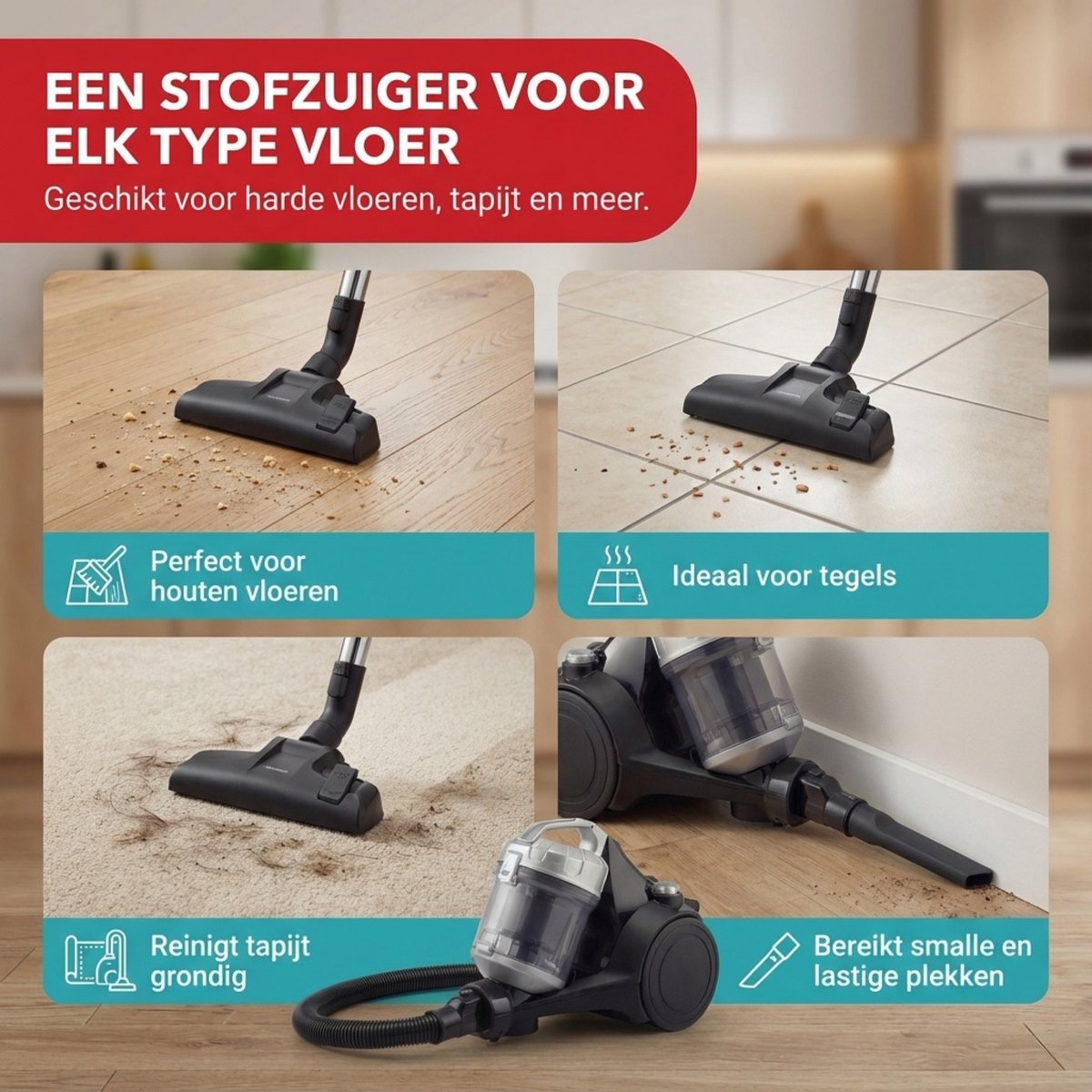 Tomado TVC2001B - Stofzuiger zonder stofzak - 2 liter - Zakloos - HEPA 12 filter - Lichtgewicht - Zwart — afbeelding 4