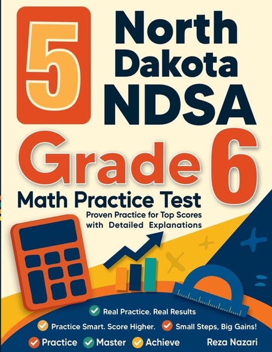 5 North Dakota NDSA Grade 6 Math Practice Tests - cover