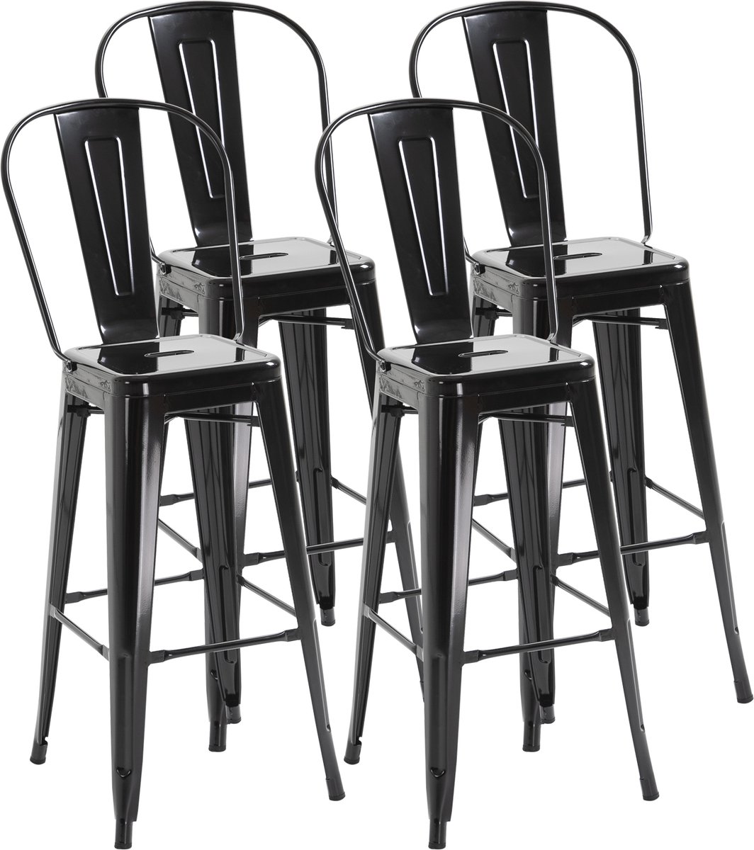 HOMCOM barkruk - Metaal - 44x49x116cm - Zwart