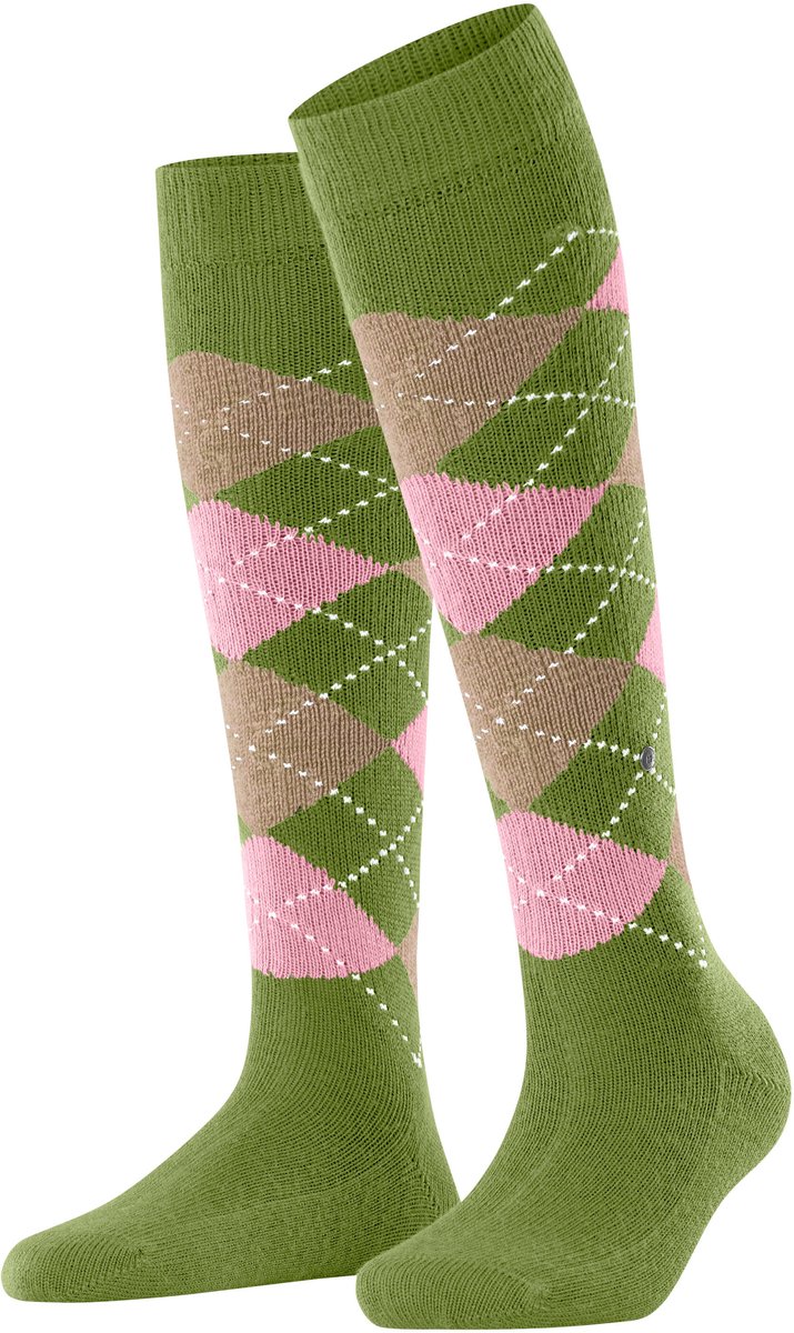 Burlington Whitby lang gedessineerd materiaal kniekousen dames groen - maat 36-41