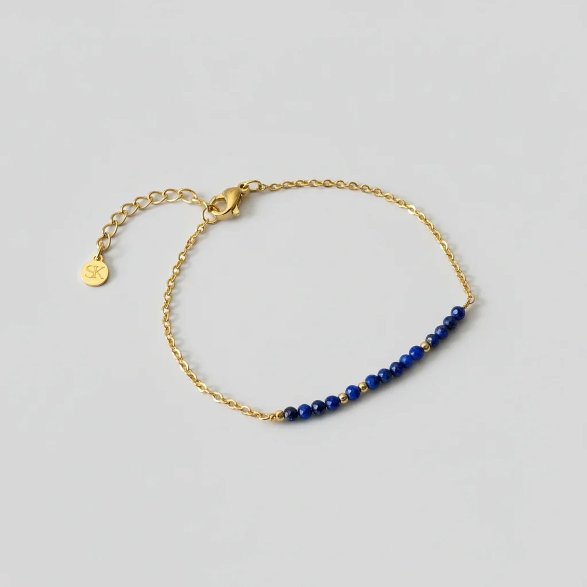 Armband goudkleurig – Lapis Lazuli – Stainless steel dames armband – Natuursteen - SK Sieraden