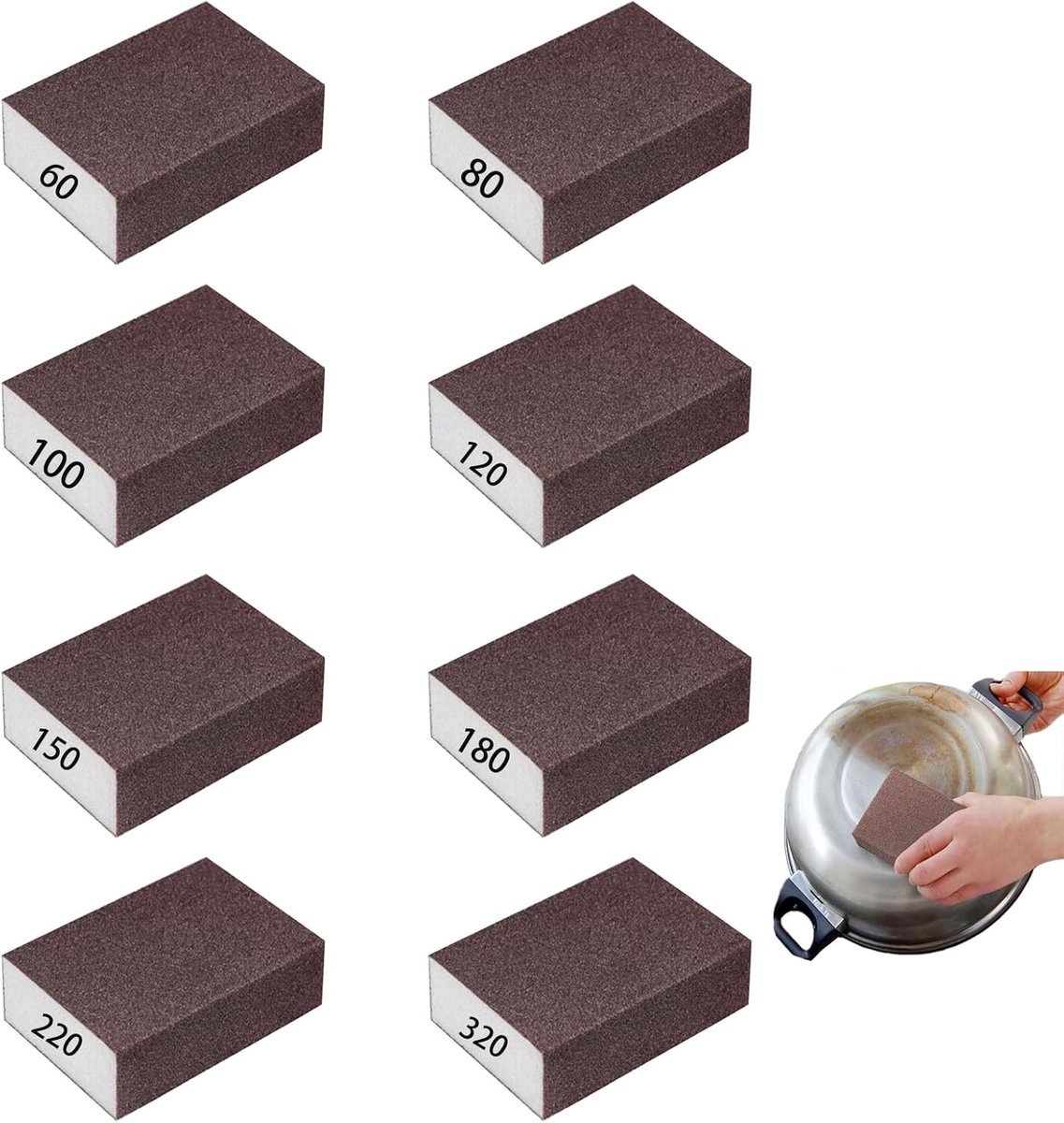 8 PCS Sanding Block - Polishing Sponge - Sandpaper Sponge - voor Hout - Metaal