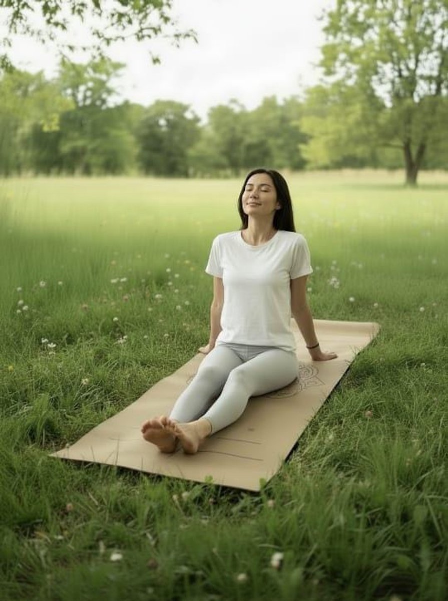 yogamat - Yogamat Kurk MANDALA – Antislip –Milieuvriendelijk met TPE-Onderlaag –183×61,5×0,5 cm –Voor Yoga, Pilates, Spirituele Momenten, Ontspanning en Fitness–Inclusief Gratis Draagriem–Lichtgewicht, Duurzaam en met Gerecyclede Verpakking/ MANDALA — cadeau in Sport & Outdoor - foto 3