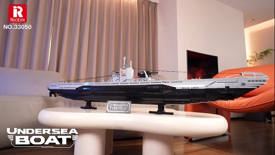 Reobrix 33050 U-Boat Submarine XL mega bouwset | WW2 Army Onderzeeër constructie modelbouw | Creator educatief militair & leger speelgoed bouwpakketten voor kinderen & volwassenen | DIY duik boot geschikt voor Lego | Bouwdoos met 3624 bloks