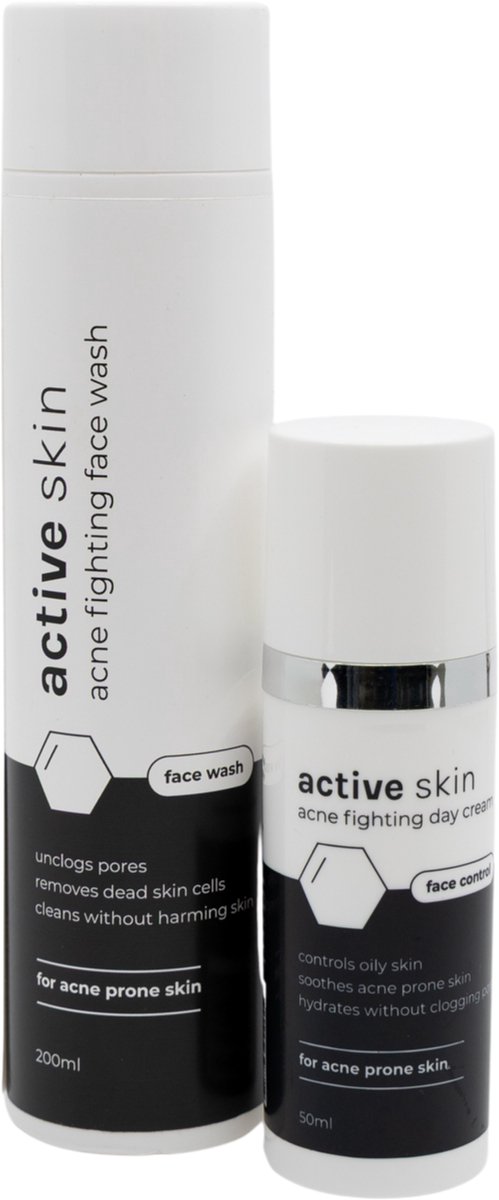 Activeskin Skincare Set Mannen – Basic Acne Routine – Face Wash & Dagcrème – Onzuivere & Vette Huid