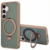 Étui Accezz adapté à la coque Samsung Galaxy S25 Plus - Coque arrière avec support à Ring Accezz adaptée à MagSafe - marron