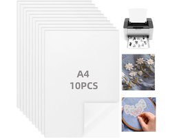 10 stuks A4 in water oplosbaar borduurvlies - oplosbaar borduurpapier - Borduren op kleding en accessoires - afdrukken of tekenen - voor machinaal…