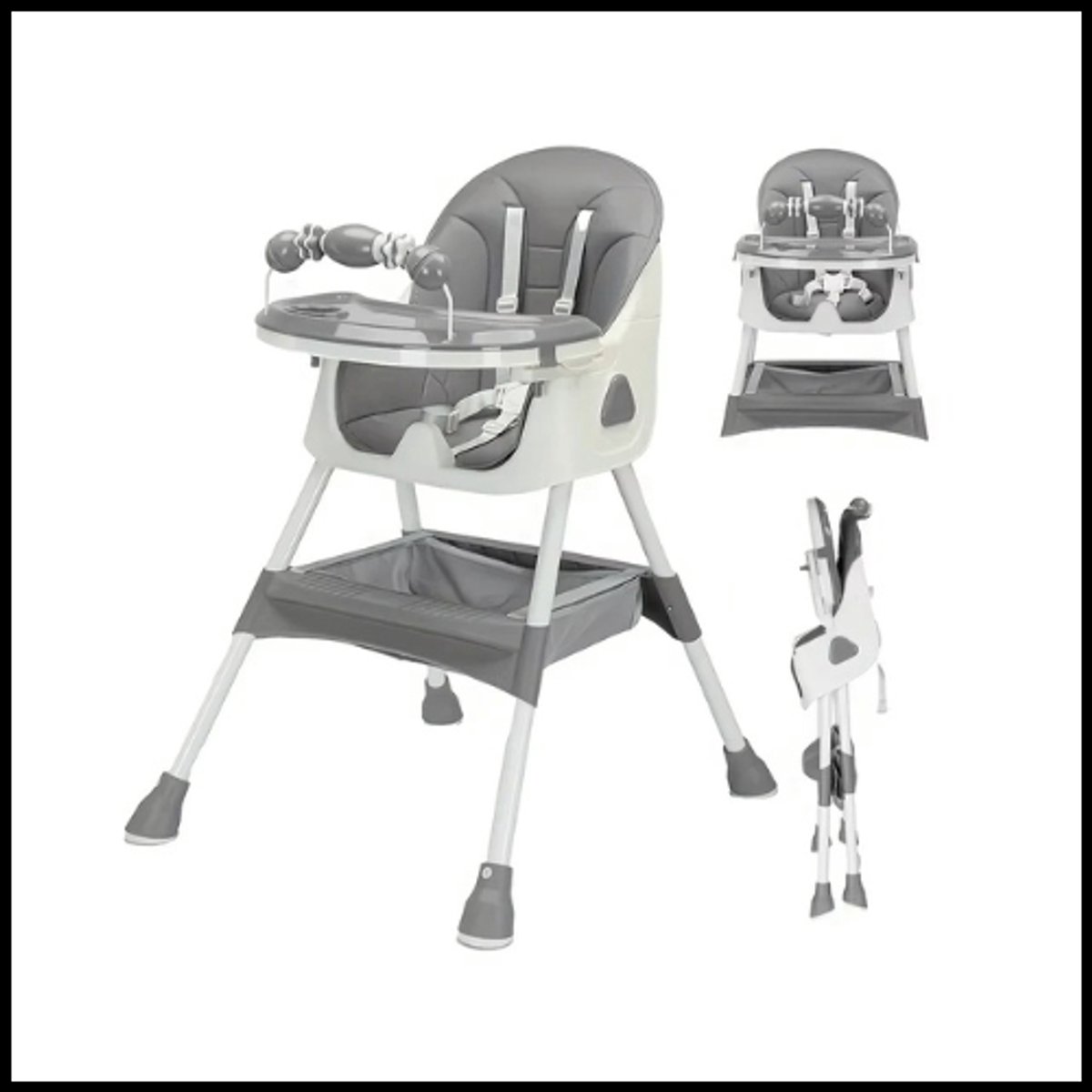 Opvouwbare Kinderstoel 6+ Maanden – Groot Antislipkussen – Speelgoedrek – Gemakkelijk Schoon Te Maken – 3-in-1 Model E500UBRAVOO