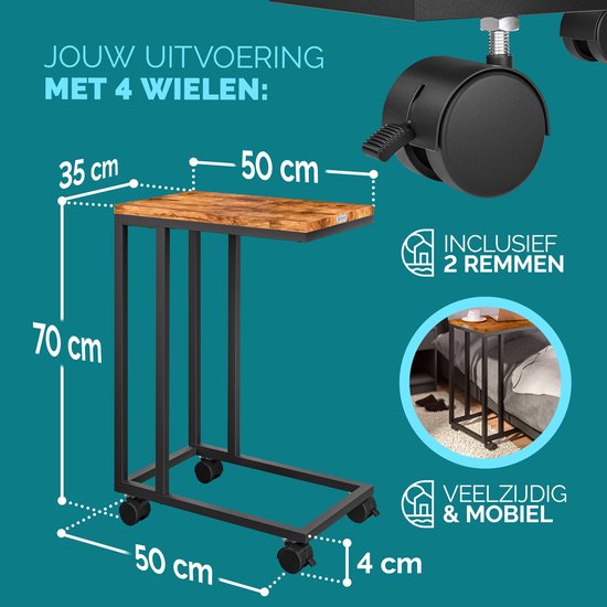 Zwarte Bijzettafel Trolley - Snelle verzending