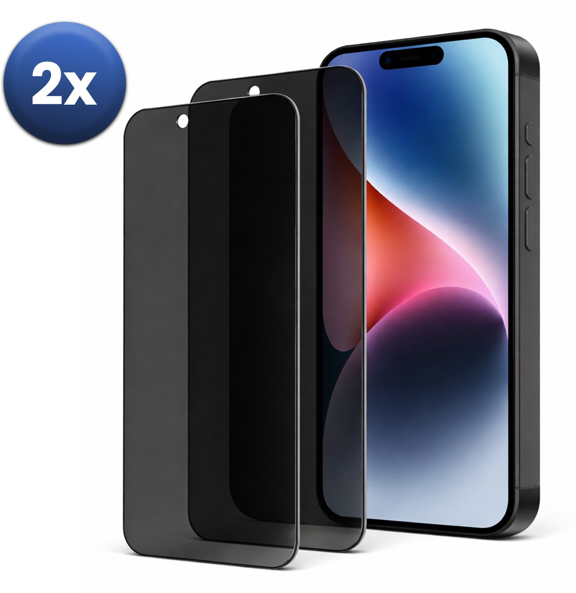 Privacy Screenprotector Geschikt Voor iPhone 14 Pro – Privacy Glass – 2-Pack – Anti-Spy – Gehard Glas 9H – Case Friendly