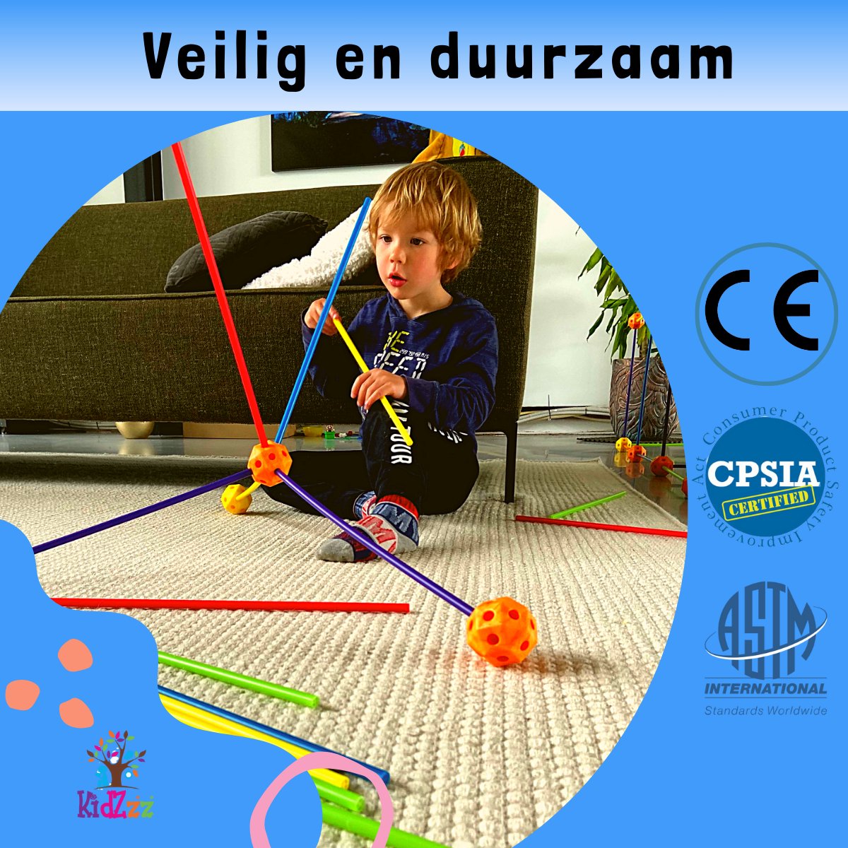 KidZzz® Gigafort XXL Uitbreidingsset - Bouw nóg grotere forten- Uitbreiding - Upgrade - Set met Extra lange Stokken - Extra grote Draagtas - Bouwspeelgoed - Hut bouwen - Speeltent - STEM speelgoed - Constructiespeelgoed - Bouwset - 45 onderdelen — afbeelding 8