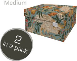 Dutch Design Brand - Dutch Design Storage Box Medium - Boîte de Rangement - Boîte de rangement - Boîte de conservation - Vogels - Fruit - Cockatoo and Pomegranate