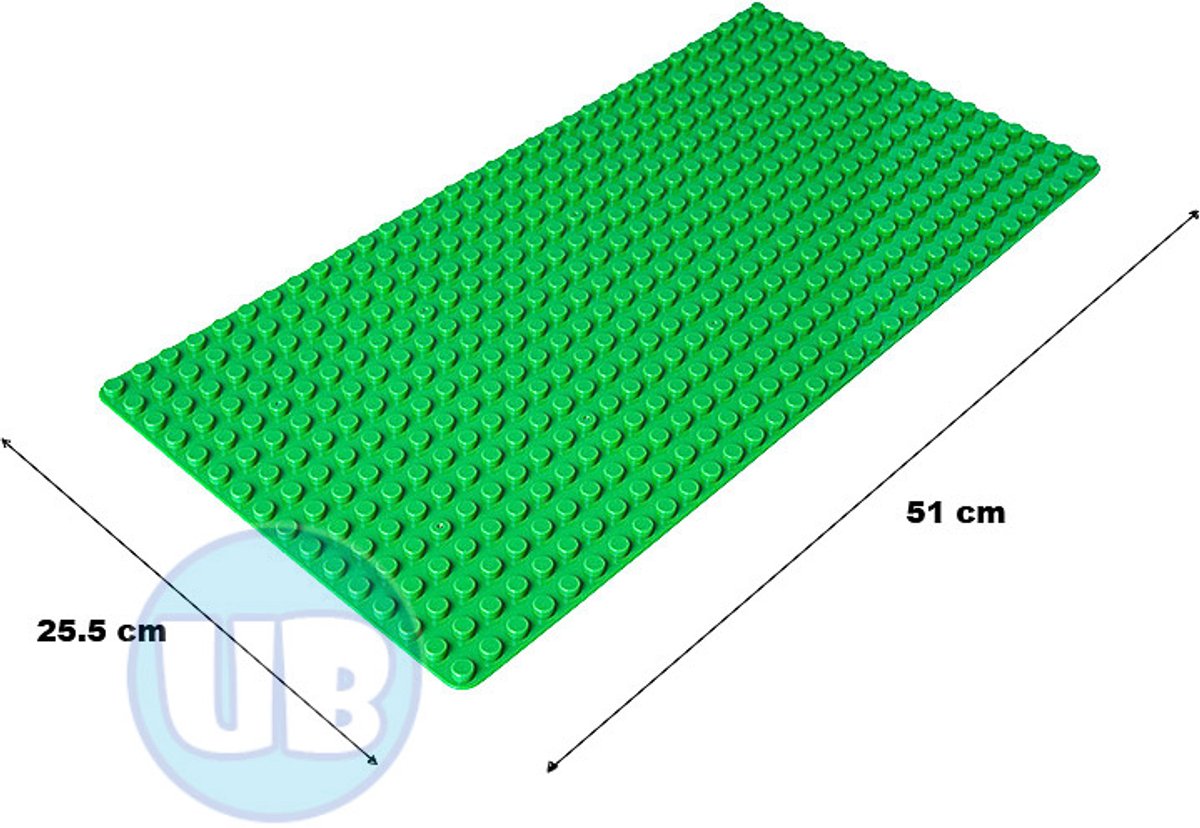 Uniblocks | Bouwplaat donkergroen – 51 x 25,5 cm | bouwplaten geschikt voor Duplo | grondplaten 32x16 noppen | stad | Combineer met DUPLO bouwstenen | bouwblokken