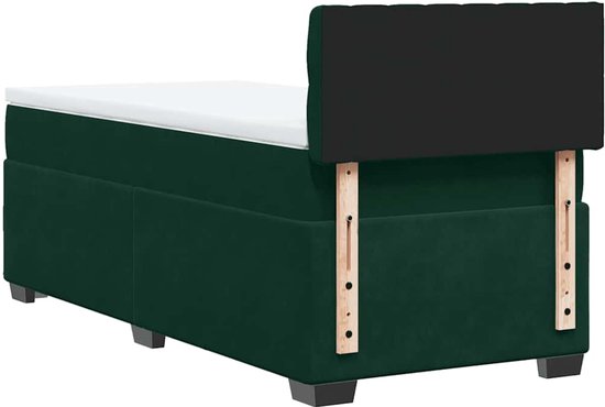 vidaXL - Sommier tapissier - avec - matelas - velours - vert foncé - 90x190 - cm