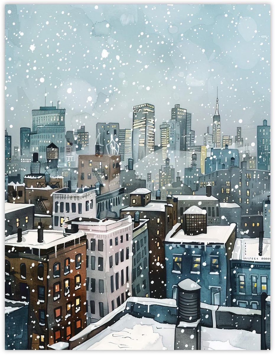 Unyqoos Grote muurposter met winterse stadsgezichten van New York voor woonkamer meerdere