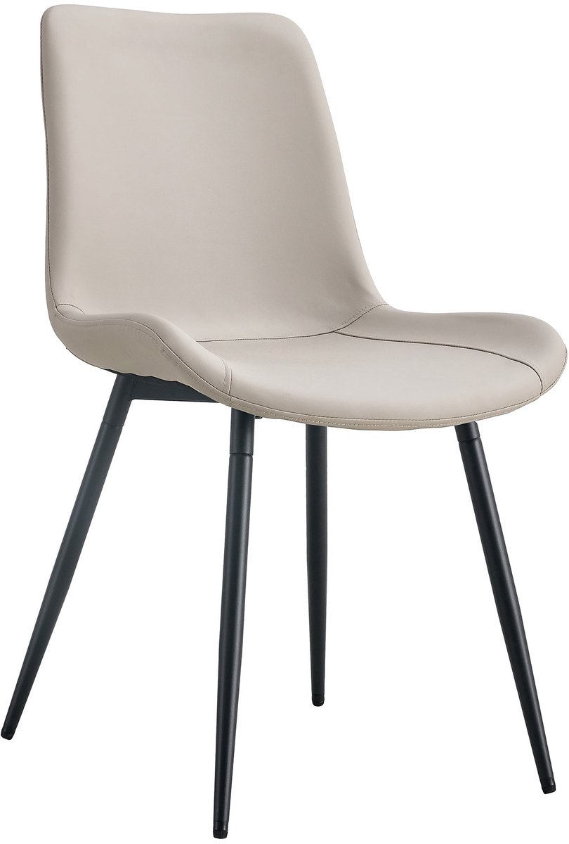 Merax Set van 4 Eetkamerstoelen – Kunstleder – Ergonomisch Design – Brede Zitting – Comfortabele Rugleuning – Rutschvrije Metalen Poten – Moderne Eetkamerstoelen voor Keuken Woonkamer Home Office – Grijs