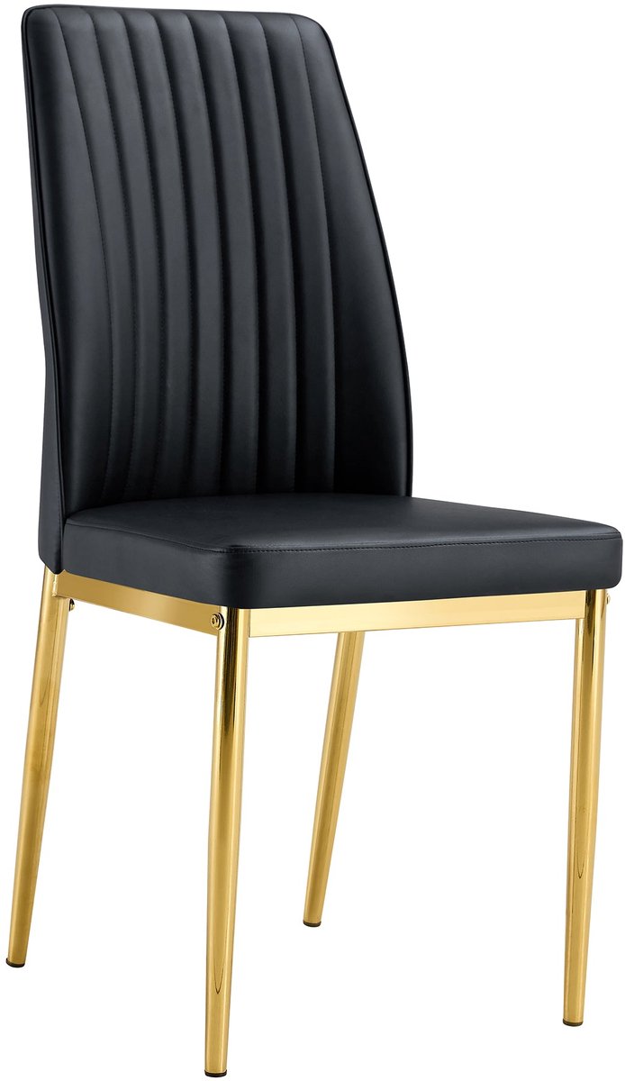 Merax Eetkamerstoelen Set van 4 in Zwart PU Leer met Gouden Poten – Moderne Luxe Design Stoelen voor Eetkamer Keuken en Woonruimte