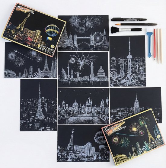 Scratch Art Mini Deluxe XL Set | Meerdere Varianten | Kinderen en Volwassenen | Magic Kras Tekeningen Kraskaarten Krasfolie Kraskaart | Knutselen Tekenen | Painting Schilderen op Nummer Diamond Painting | Knutselpakket Tekenpakket Handwerken