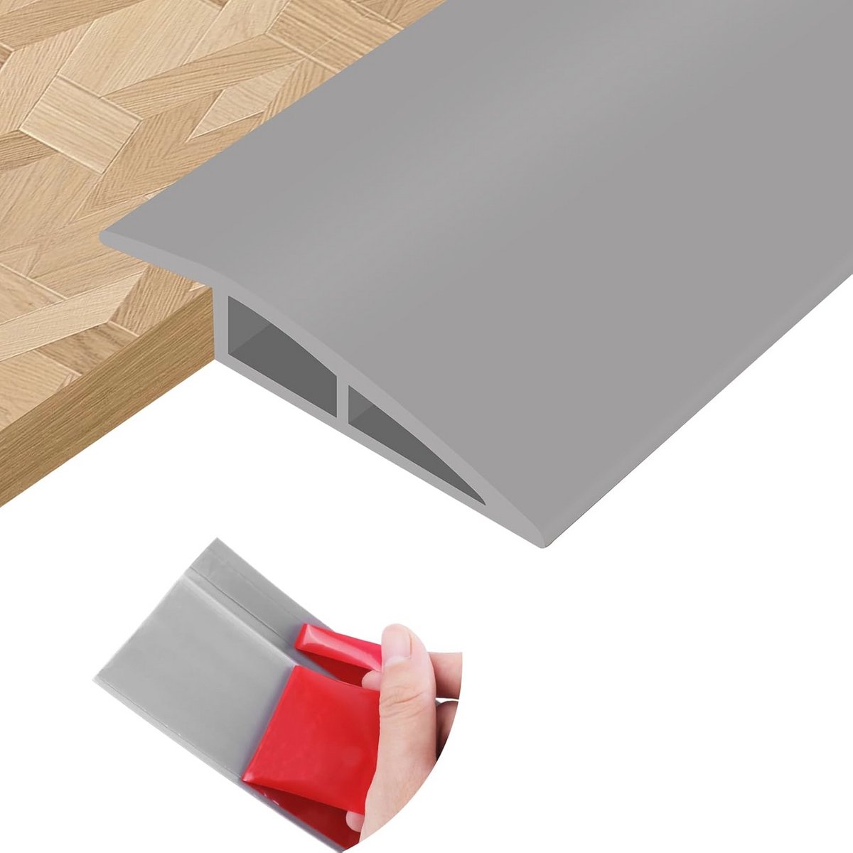 PVC Vloerovergangsprofiel - Drempelprofiel voor Tapijt - Grijs 20 mm x 1 m