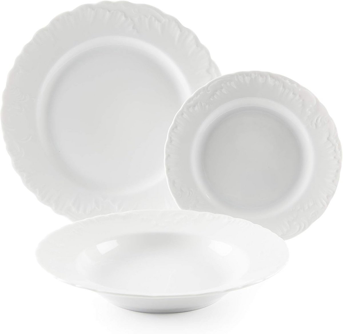 18-delig Bordenservies van Porselein in Wit