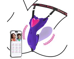 Daity Panty Wearable Vibrator Insert Dildo – G-Spot & Clitoris Stimulator, Fluisterstille Dubbele Motor, APP Control – Intiem Comfort Sex Toy voor Vrouwen – Paars