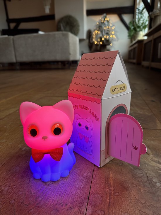 Baby Nachtlampje Kitten - Zacht Siliconen Nachtlampje Kind - RGB Kleuren & Dimbaar - Veilig voor Baby & Peuter - Tikbediening - Draadloos LED Lampje - Slaaphulp - Kerst Cadeau & Kraamcadeau van Merkloos — afbeelding 3