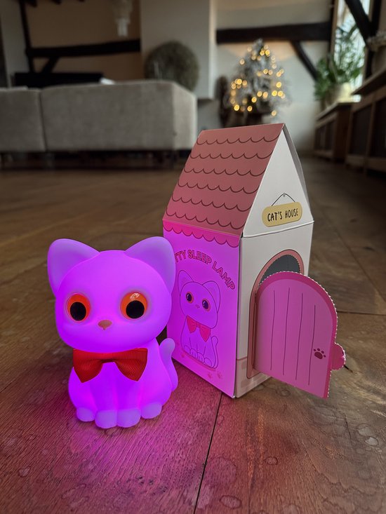 Baby Nachtlampje Kitten - Zacht Siliconen Nachtlampje Kind - RGB Kleuren & Dimbaar - Veilig voor Baby & Peuter - Tikbediening - Draadloos LED Lampje - Slaaphulp - Kerst Cadeau & Kraamcadeau van Merkloos — afbeelding 5