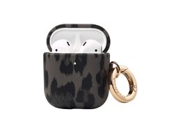 Selencia Sabi Case met panterprint - Hoesje geschikt voor AirPods 1 / 2 - Midnight Black