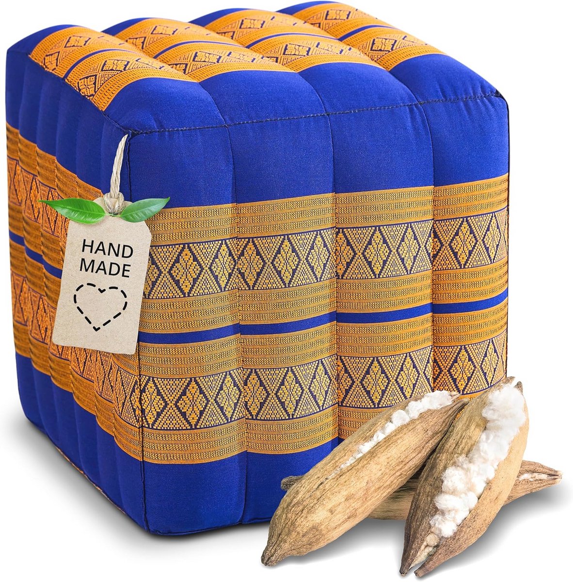 Kussen met dobbelsteenpatroon - 40x40x40cm - Zitkruk met Organische Kapok
