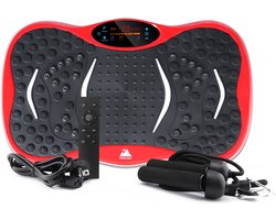 EVOLAND Trilplaat - Trilplaat fitness - Powerplate - Inclusief weerstandsbanden en handvatten - 5 trainingsprogramma's - 99 snelheid niveaus - Met bluetooth muziek - Trainingsapparatuur voor uithoudingstraining - Rood