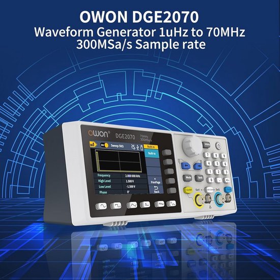 Draagbare Golfvormgenerator met Dual Channels en 3.6 inch LCD-scherm - Frequentie-uitgang tot 70 MHz en 300 MSa/s Sample Rate van Merkloos — afbeelding 4