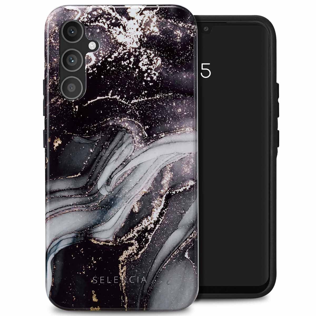 Selencia Hoesje - Geschikt voor Samsung Galaxy A34 (5G) - Backcover - Chic Marble Black