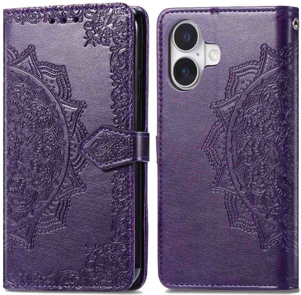 imoshion Hoesje - Geschikt voor Apple iPhone 16 - Mandala Bookcase - Paars