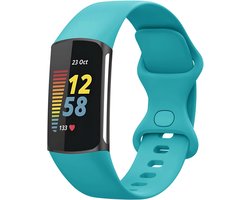 Siliconen bandje - Geschikt voor Fitbit Charge 5/ Charge 6 - Turquoise
