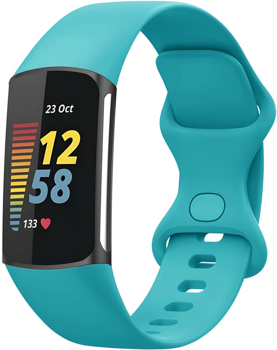 Siliconen bandje - Geschikt voor Fitbit Charge 5/ Charge 6 - Turquoise