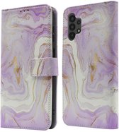 imoshion Hoesje - Geschikt voor Samsung Galaxy A13 (4G) - Design Bookcase smartphone - Purple Marble