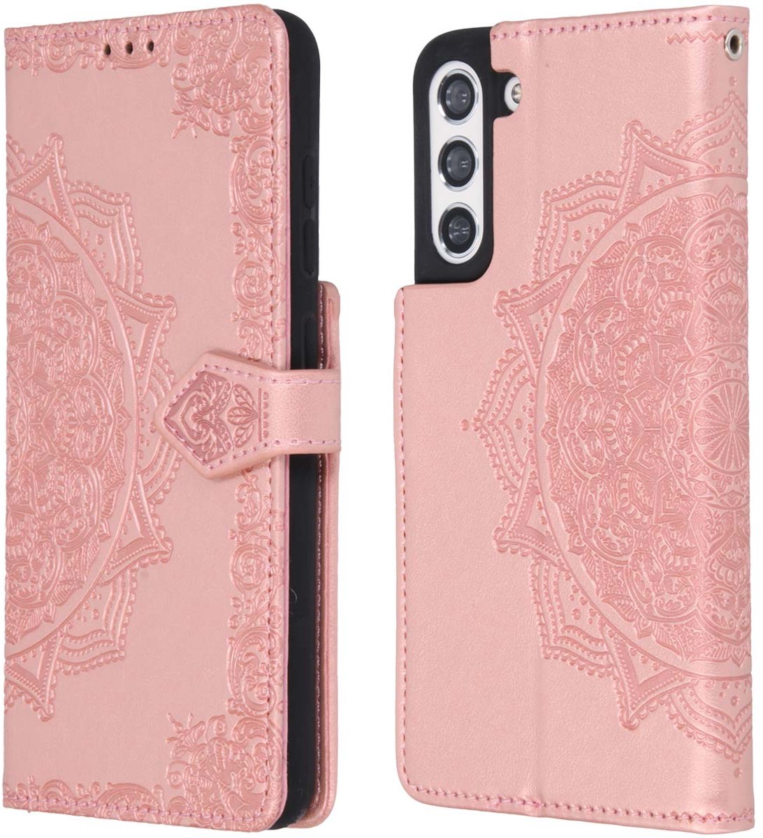 imoshion Hoesje - Geschikt voor Samsung Galaxy S21 FE - Mandala Bookcase - Rosé Goud
