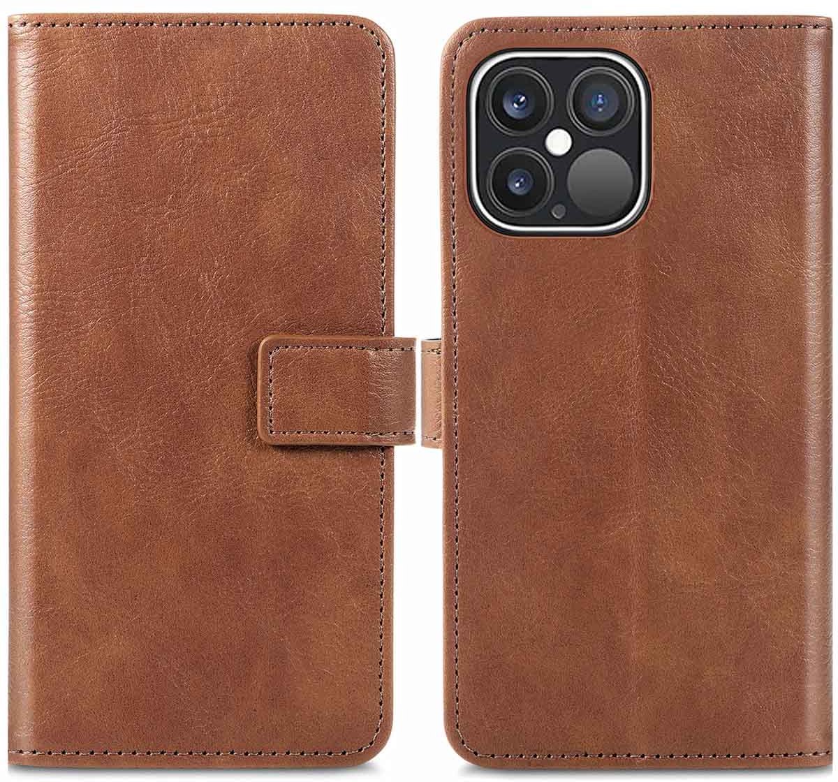 imoshion Hoesje - Geschikt voor Apple iPhone 13 Pro - Luxe Bookcase - Bruin